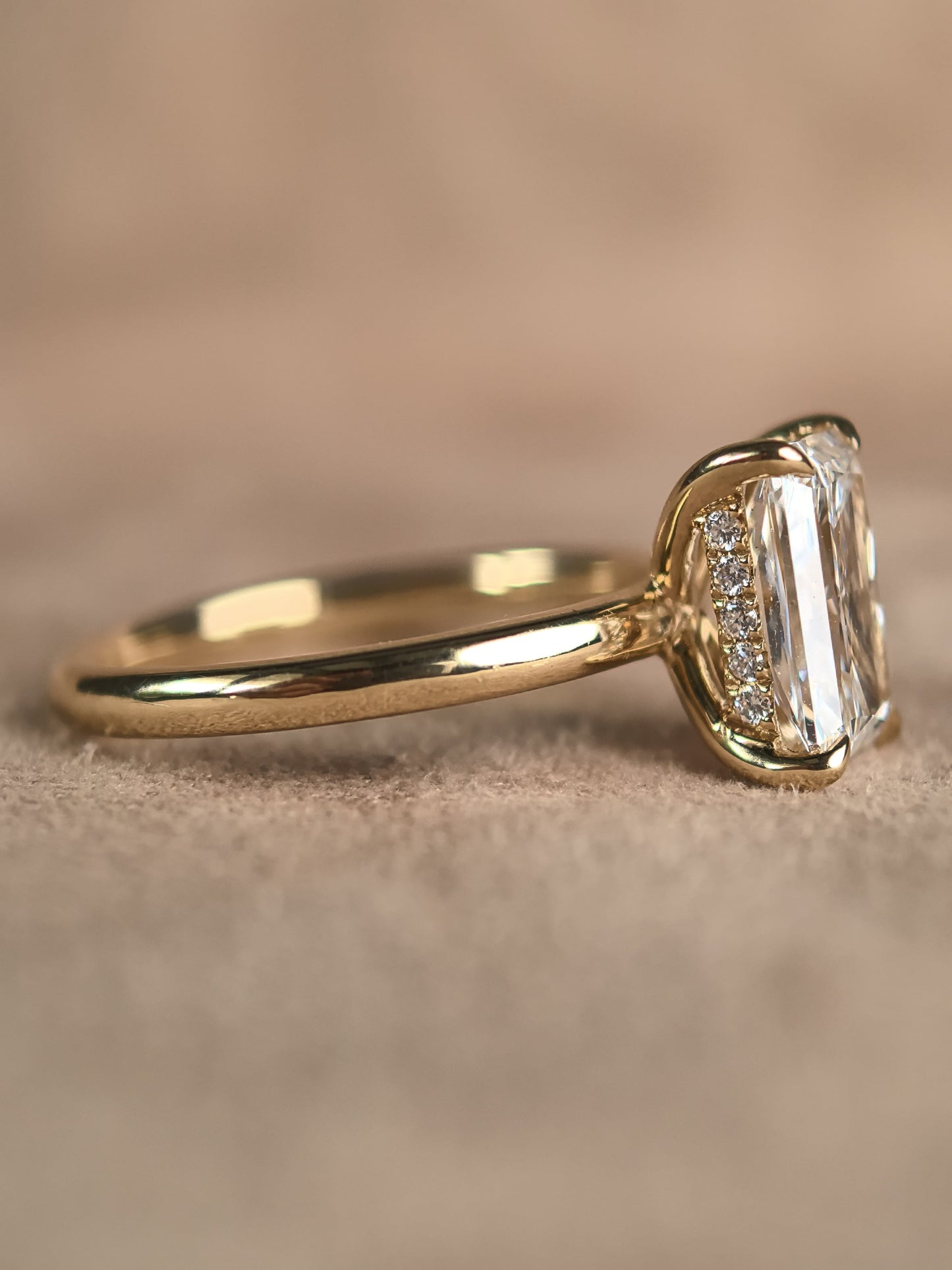 Radiant Cut Minimalist Ring | Hidden Halo Design | Modern Solitaire | Lab-Grown Diamond