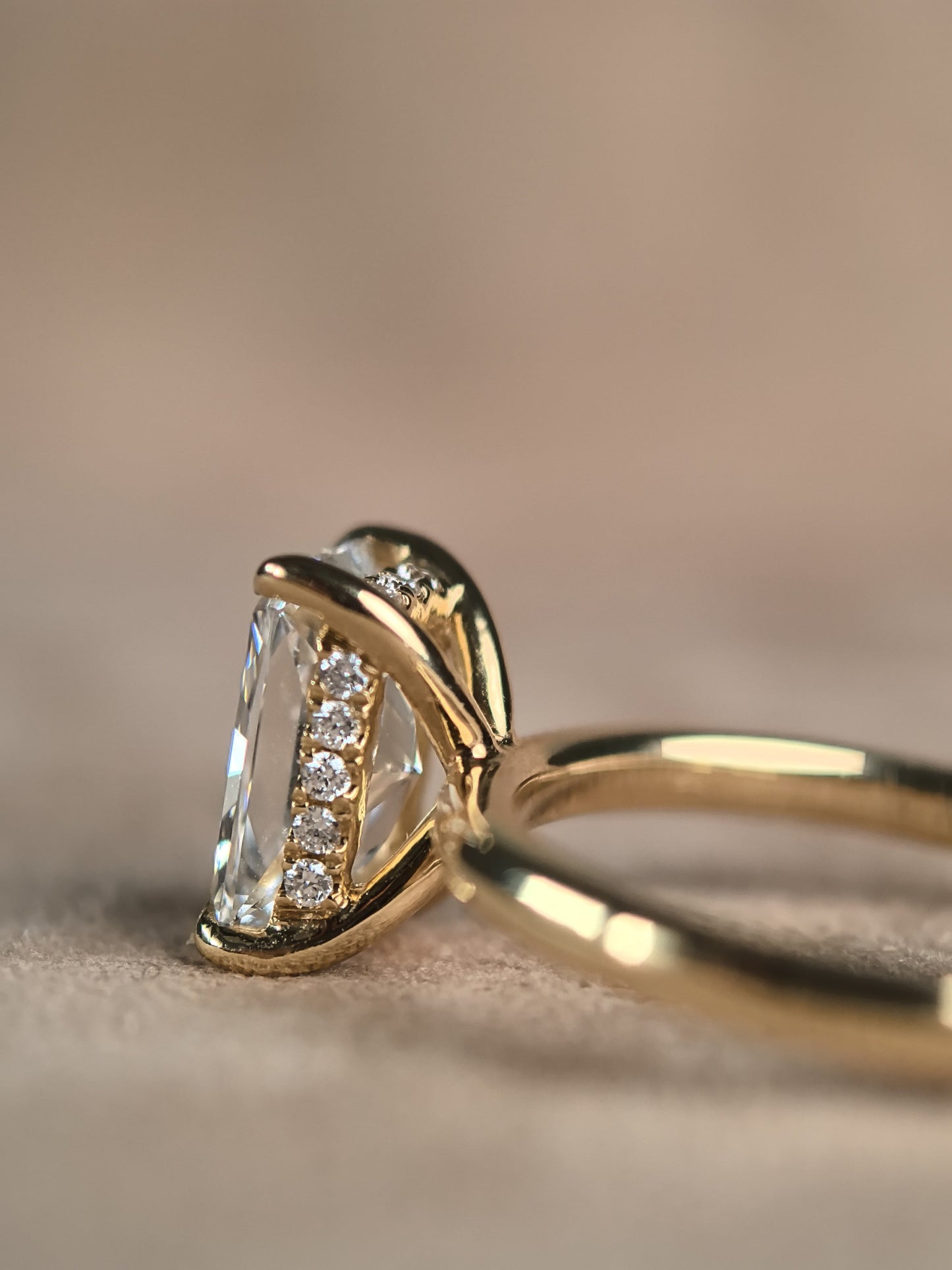 Radiant Cut Minimalist Ring | Hidden Halo Design | Modern Solitaire | Lab-Grown Diamond