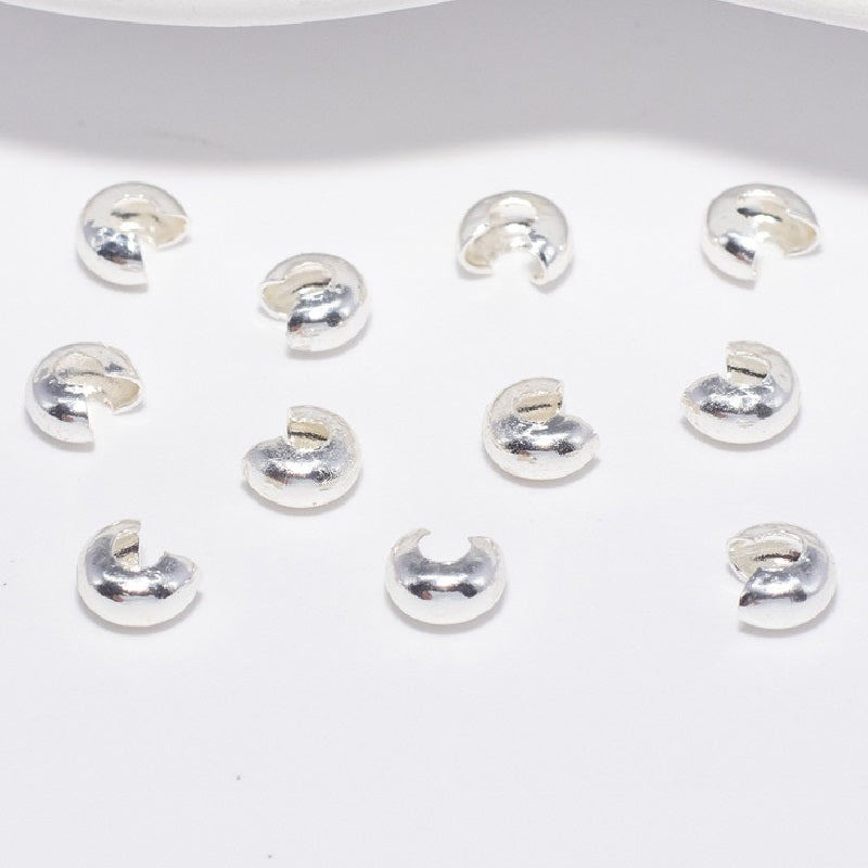 100pcs Plated Crimp Beads Covers, Conceal Crimp Ends