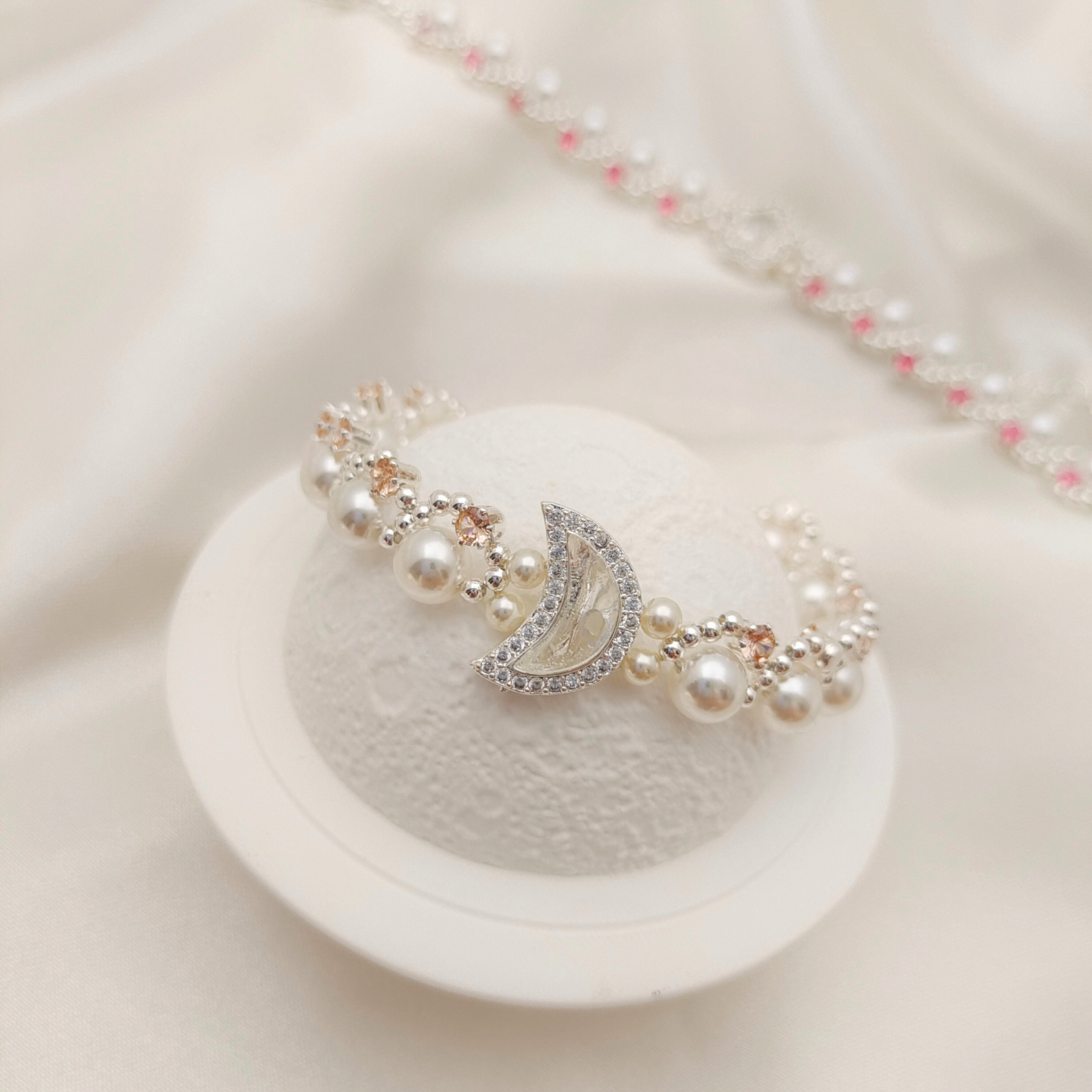 No.41 Star & Moon DIY Bracelet Kit with Pearls & Cubic Zirconia | Complete Jewelry Making Kit