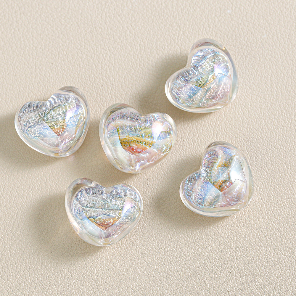 Oil-Painted Heart-shape Beads