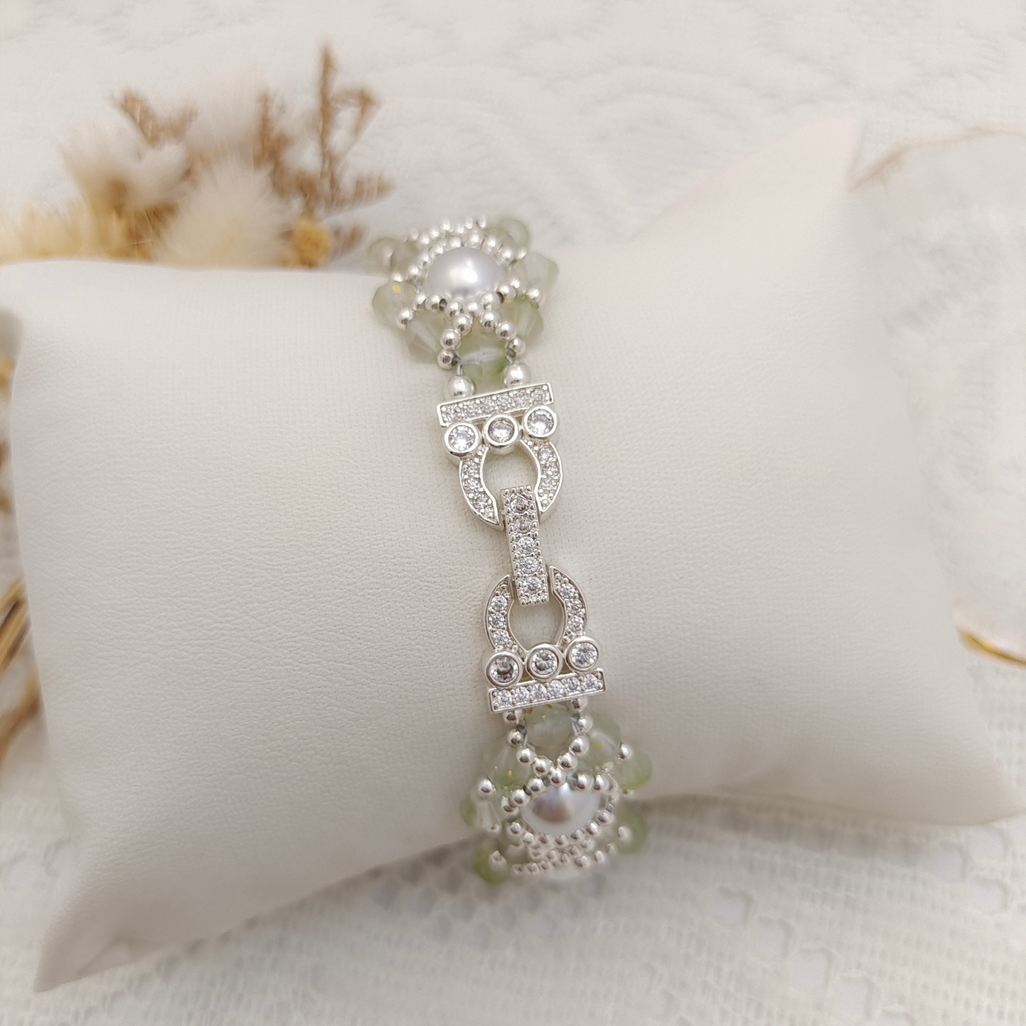 No.50 DIY Bracelet Kit – Summer Succulent with Pearls & Diamond Beads Handmade Bracelet Gft for Her