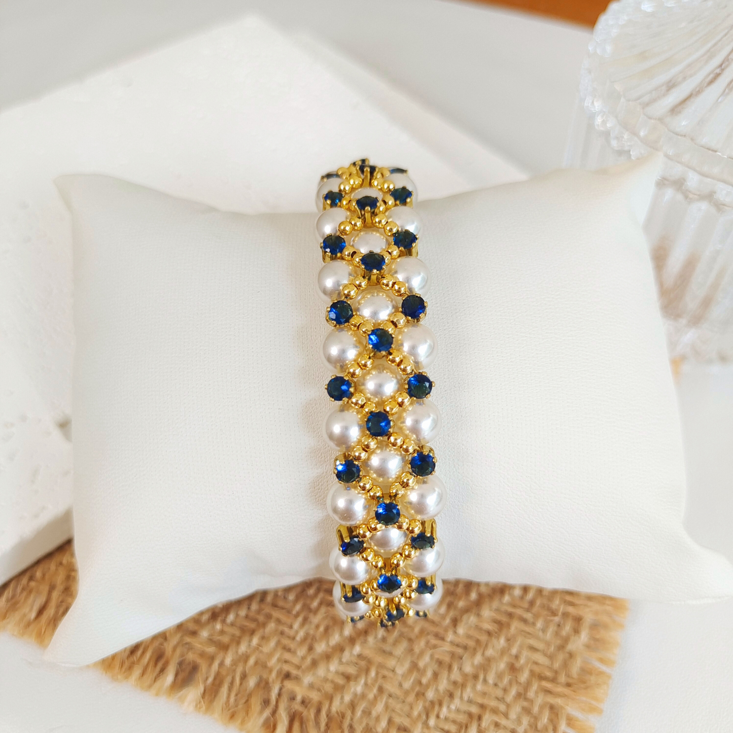 No.11 DIY Bracelet Kit – Blue Phantom Beaded Design with Pearls & Sapphire Crystals
