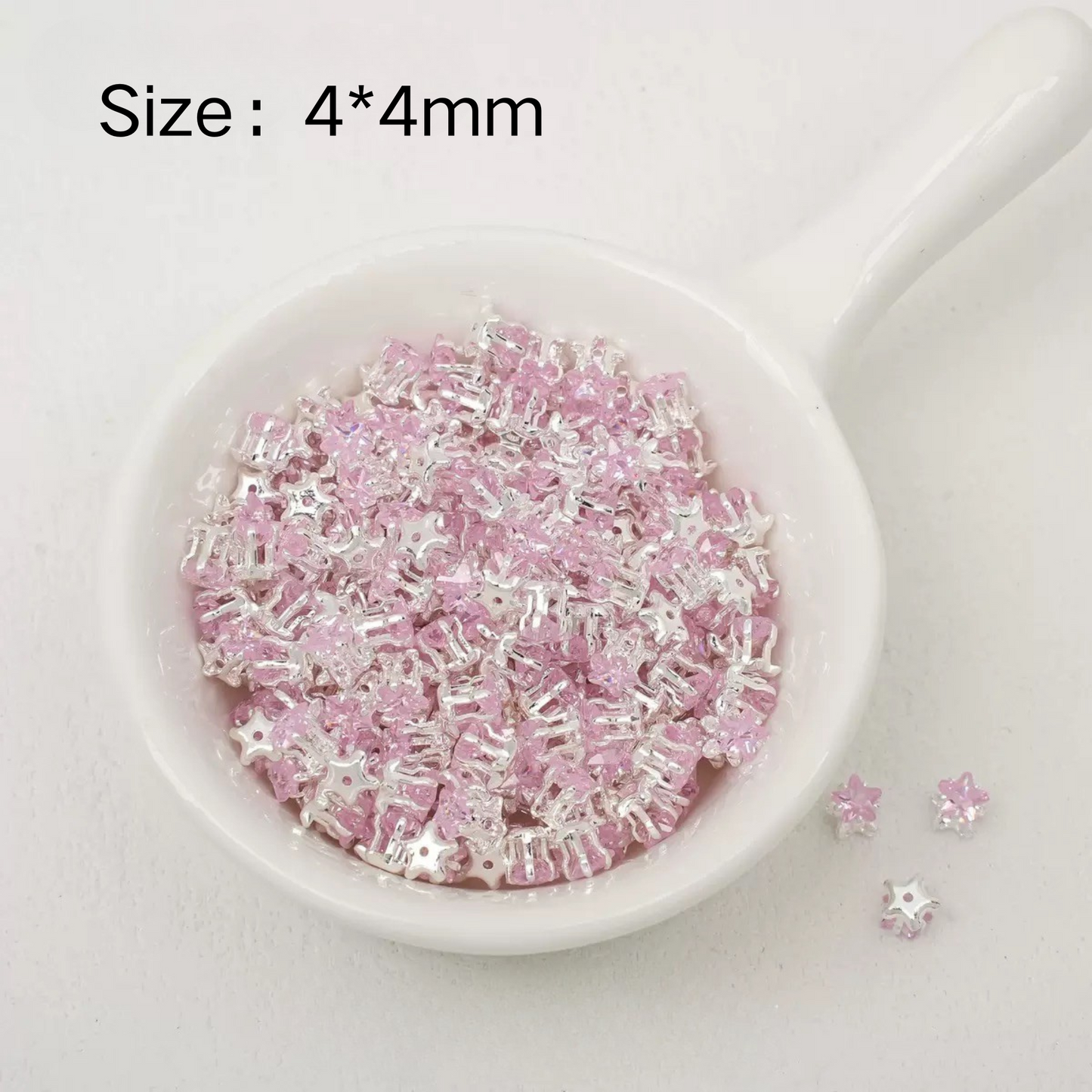 【A24】50pcs Star-Shaped CZ Spacer Beads – Silver-Plated, High-Color-Fast, 4mm/5mm DIY Jewelry Charms