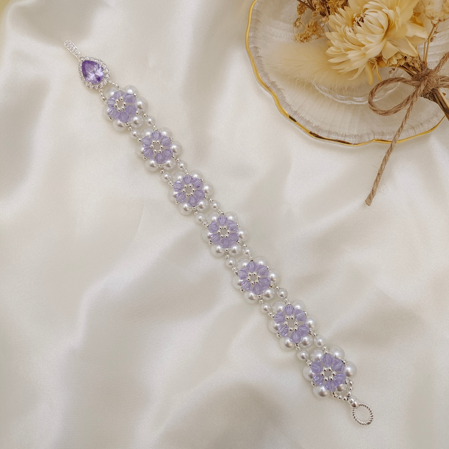 No.57 DIY Bracelet Kit – “Sunflower” Crystal & Pearl Beading Set with Full Tutorial