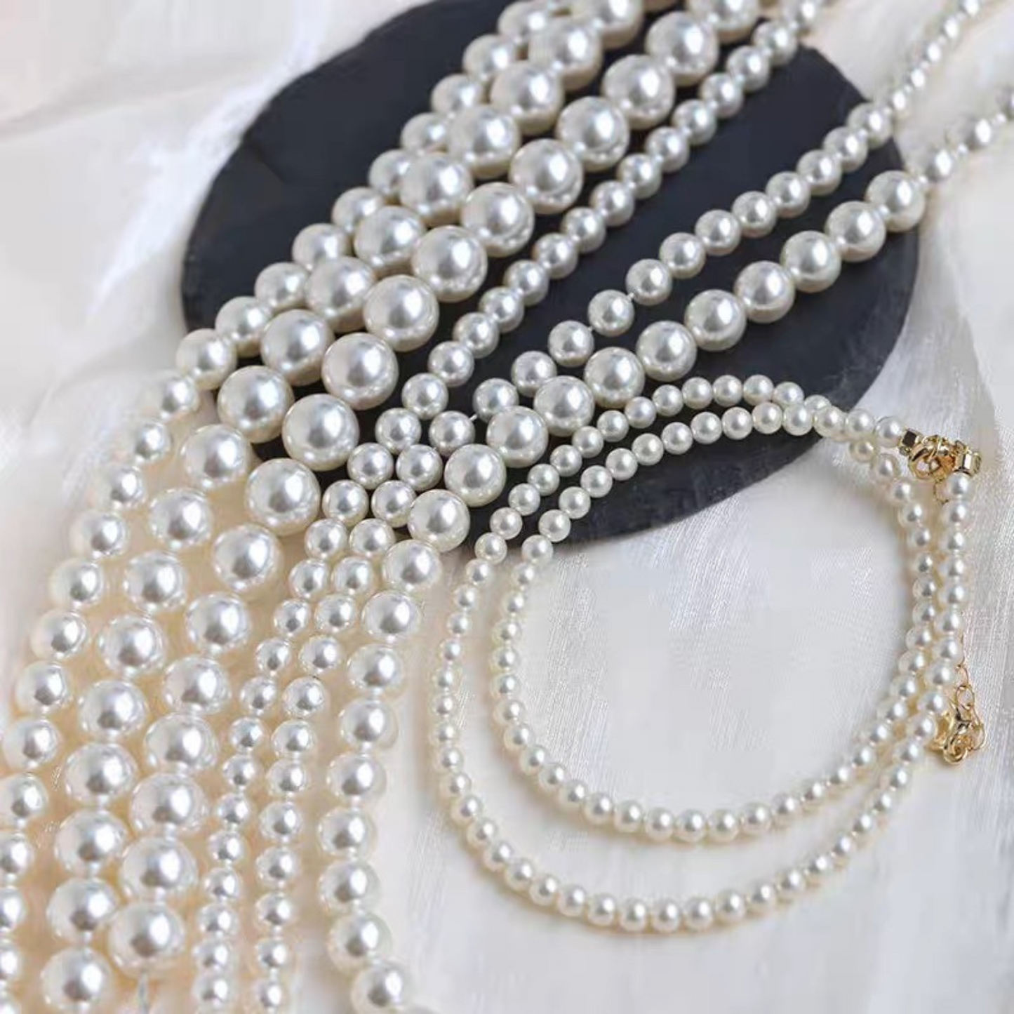 【P02】Glass Imitation Pearl Beads – Code 650 Warm Ivory, 3–10mm Round, Glossy Finish for DIY Jewelry