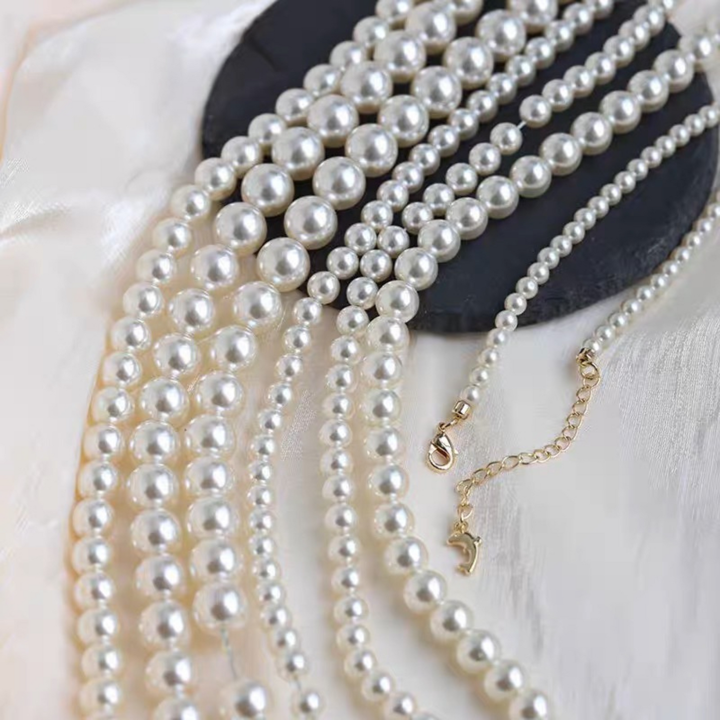 【P02】Glass Imitation Pearl Beads – Code 650 Warm Ivory, 3–10mm Round, Glossy Finish for DIY Jewelry