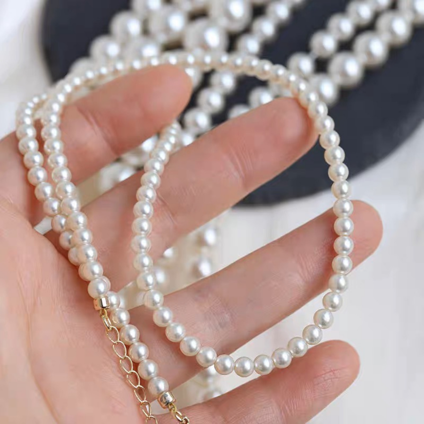 【P02】Glass Imitation Pearl Beads – Code 650 Warm Ivory, 3–10mm Round, Glossy Finish for DIY Jewelry