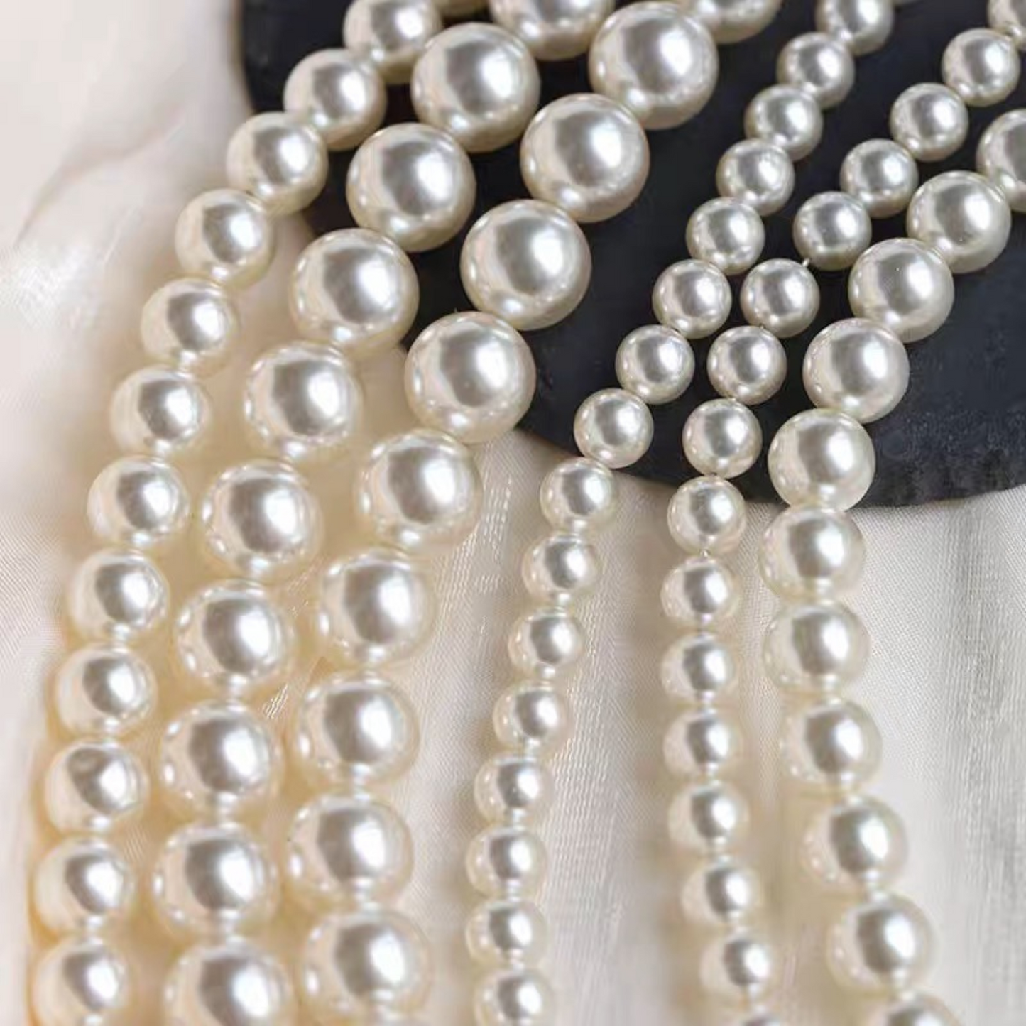 【P02】Glass Imitation Pearl Beads – Code 650 Warm Ivory, 3–10mm Round, Glossy Finish for DIY Jewelry