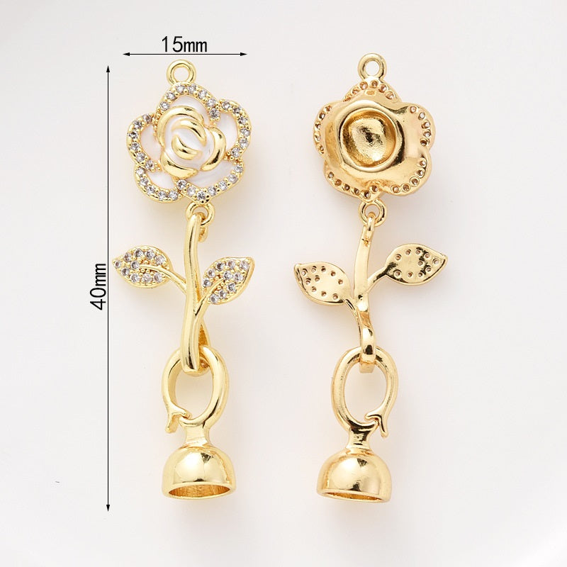 Enamel Camellia Clasp Set