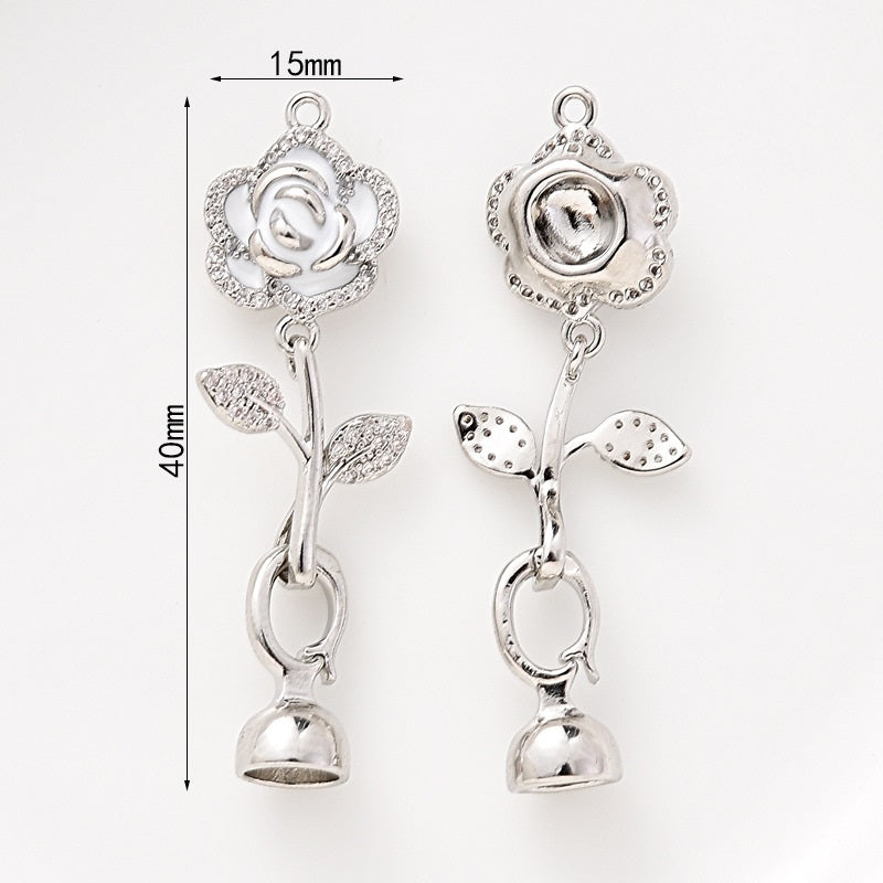 Enamel Camellia Clasp Set