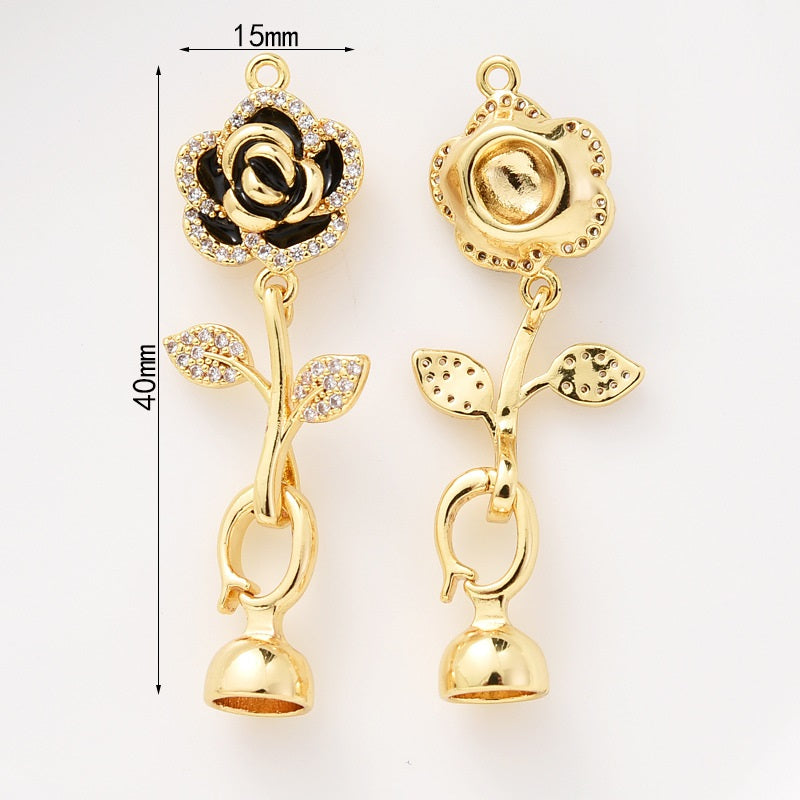 Enamel Camellia Clasp Set