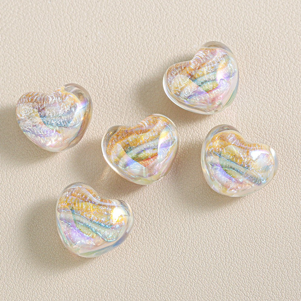 Oil-Painted Heart-shape Beads