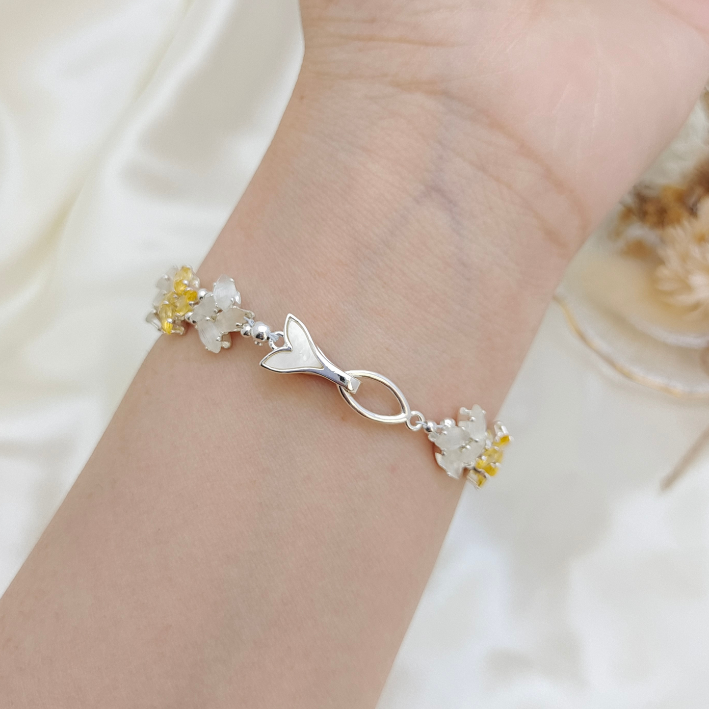 No.51 DIY Bracelet Kit – “Pinwheel” Crystal & Cat Eye Marquise Bead Set with Tutorial