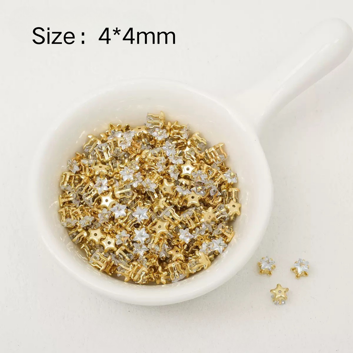 【A23】50pcs Star-Shaped CZ Spacer Beads – Gold -Plated, High-Color-Fast, 4mm/5mm DIY Jewelry Charms