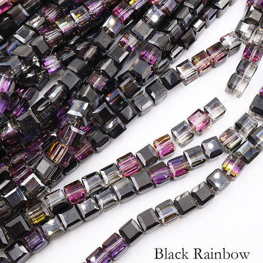 Premium 4/6/8mm Cube Crystal Beads - Ember Gilt Collection
