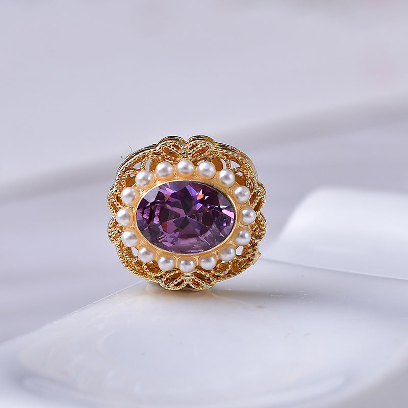 Round CZ Spacer with Pearl