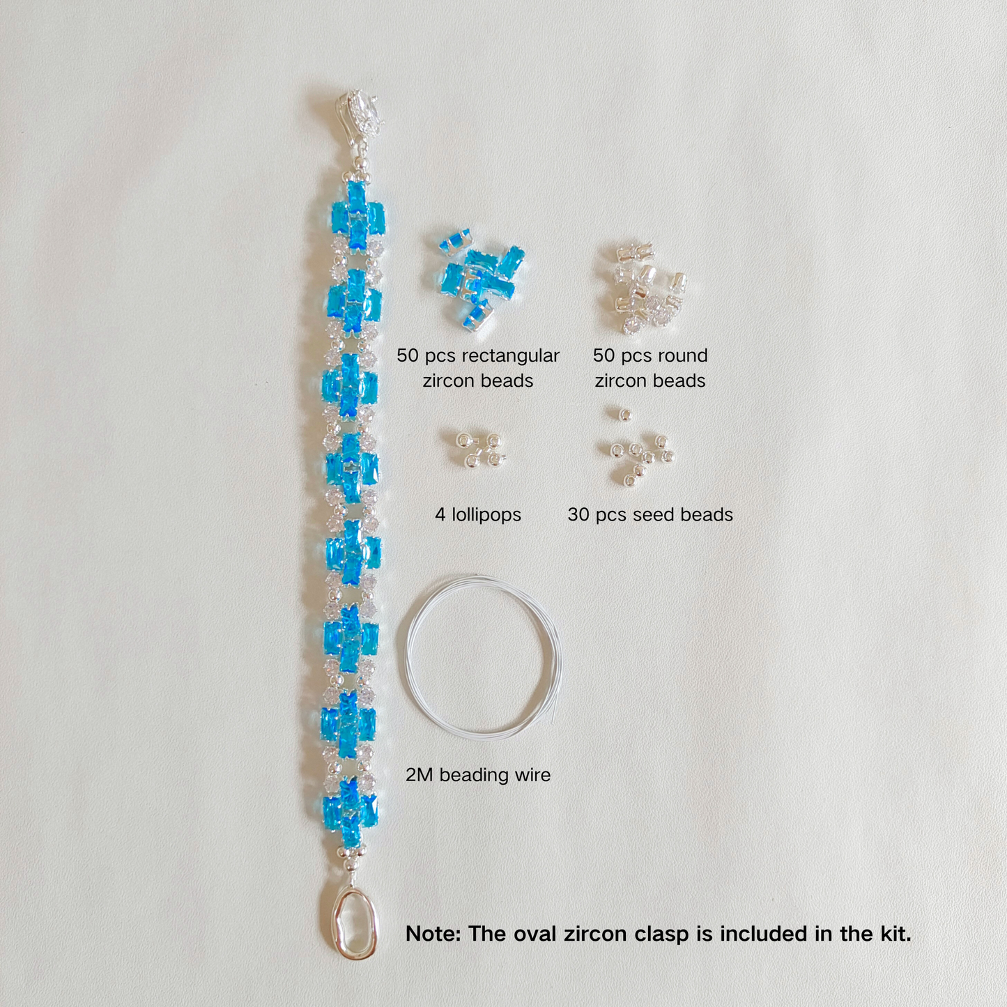 No.19 DIY Bracelet Kit – Smurf Blue Baguette Zircon, Crystals & Beading Supplies with Video Tutorial