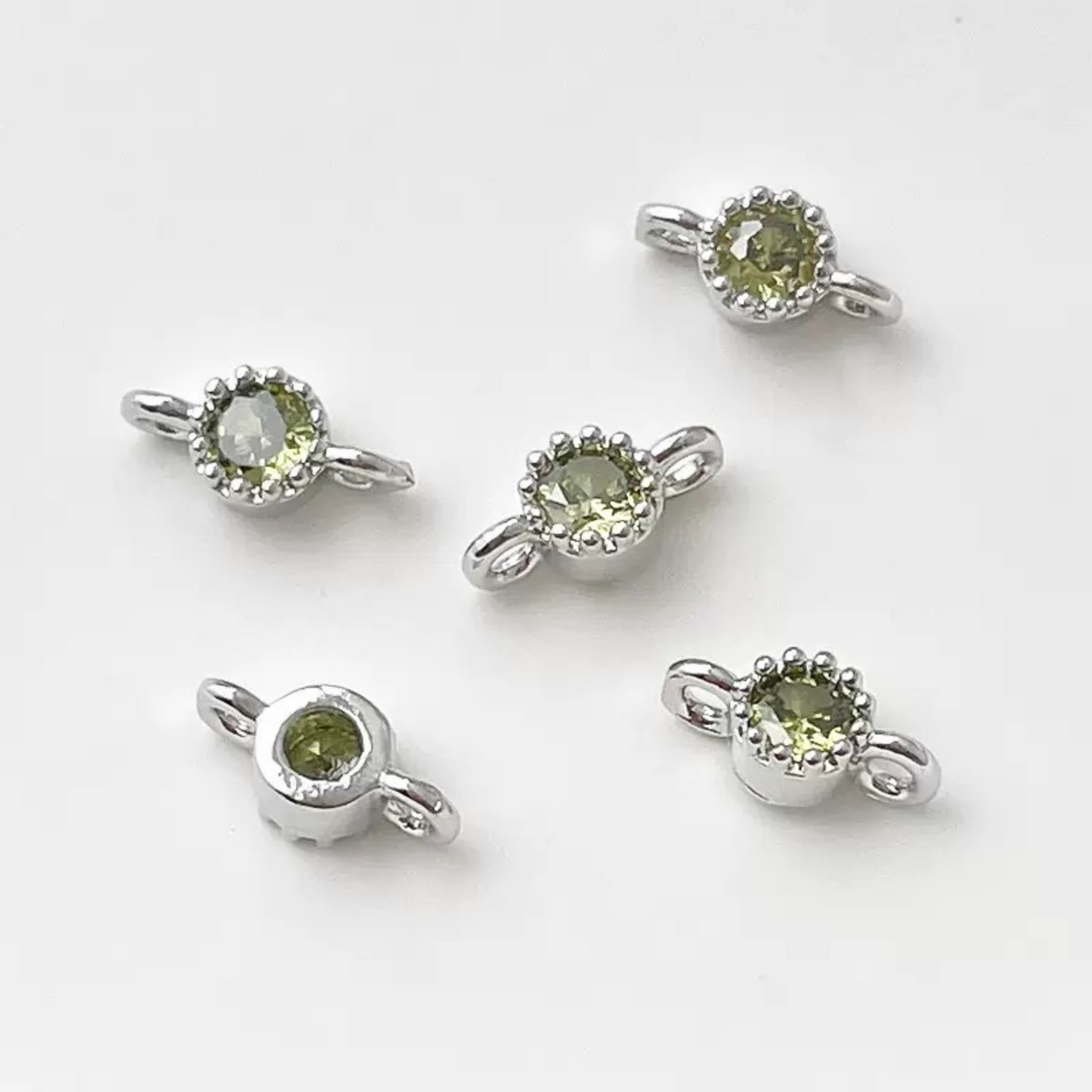 【E02】10pcs 4mm Double-Hole CZ Spacer Beads – Silver Plated, High-Color-Fast, DIY Jewelry Connectors