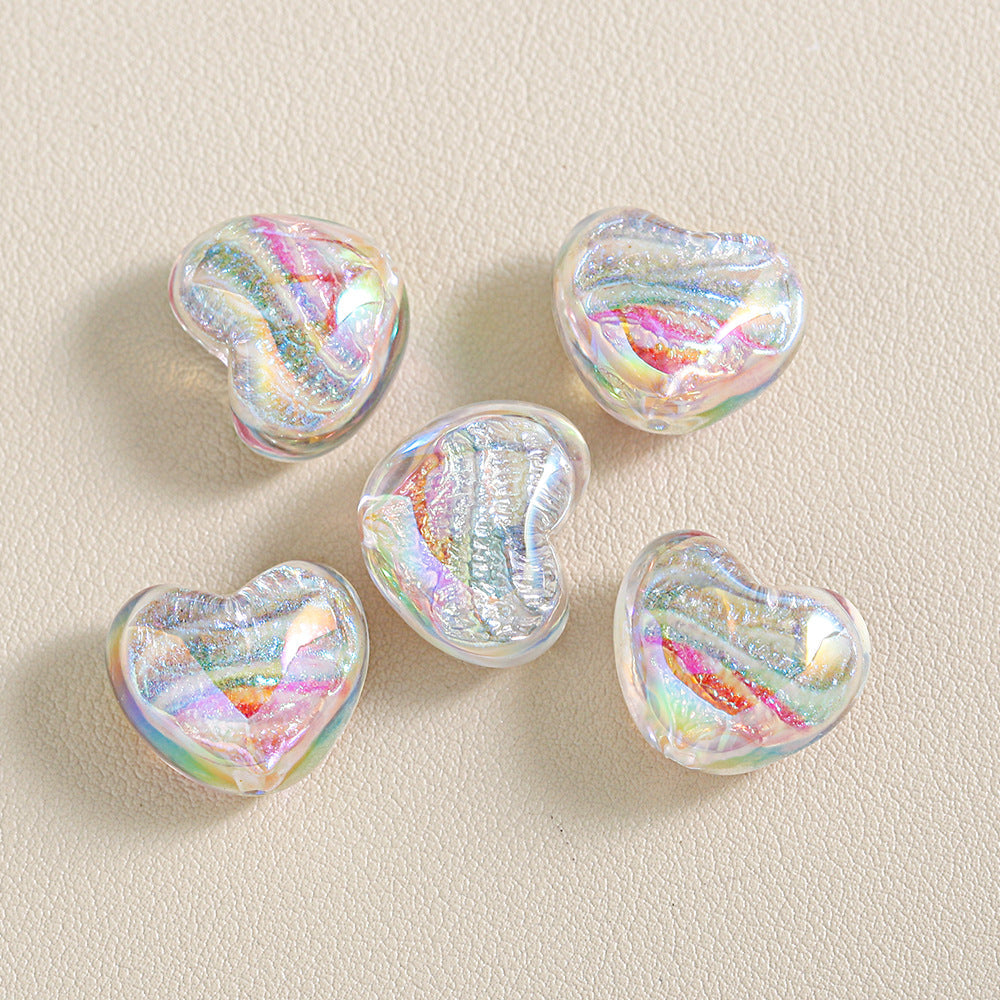 Oil-Painted Heart-shape Beads