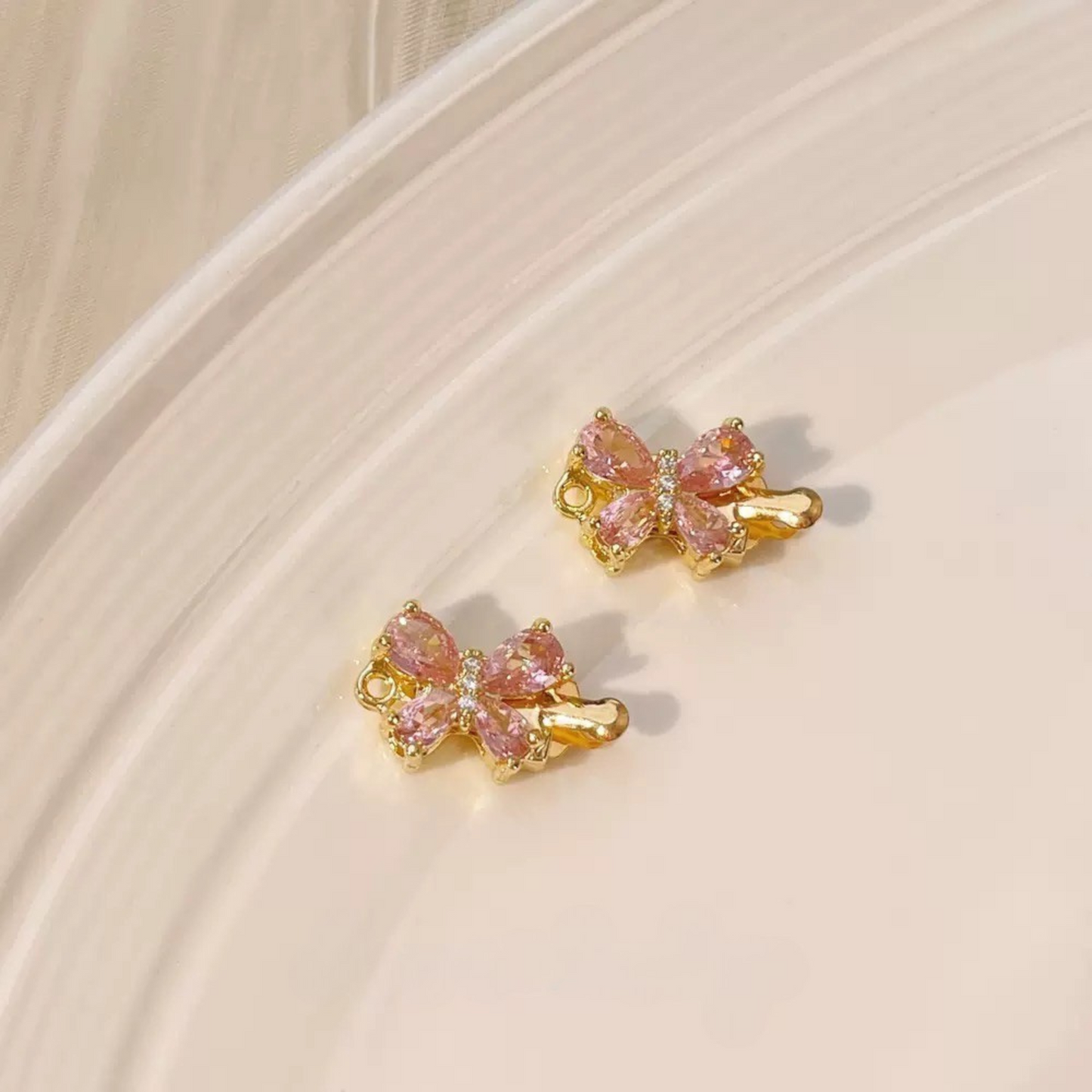 【B05】Butterfly Insert Clasp – 18K Gold/Silver Plated, Purple/Pink Cubic Zirconia, DIY Jewelry Connector