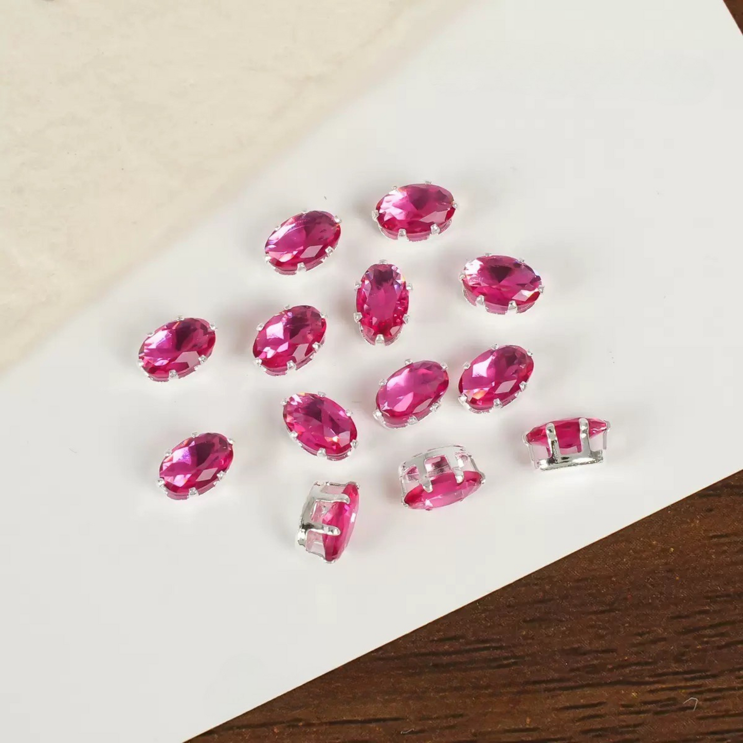 【A15】50pcs Oval-Cut CZ Spacer Beads – High-Color-Fast Silver Plated Alloy, Prong-Set, DIY Jewelry Supplies