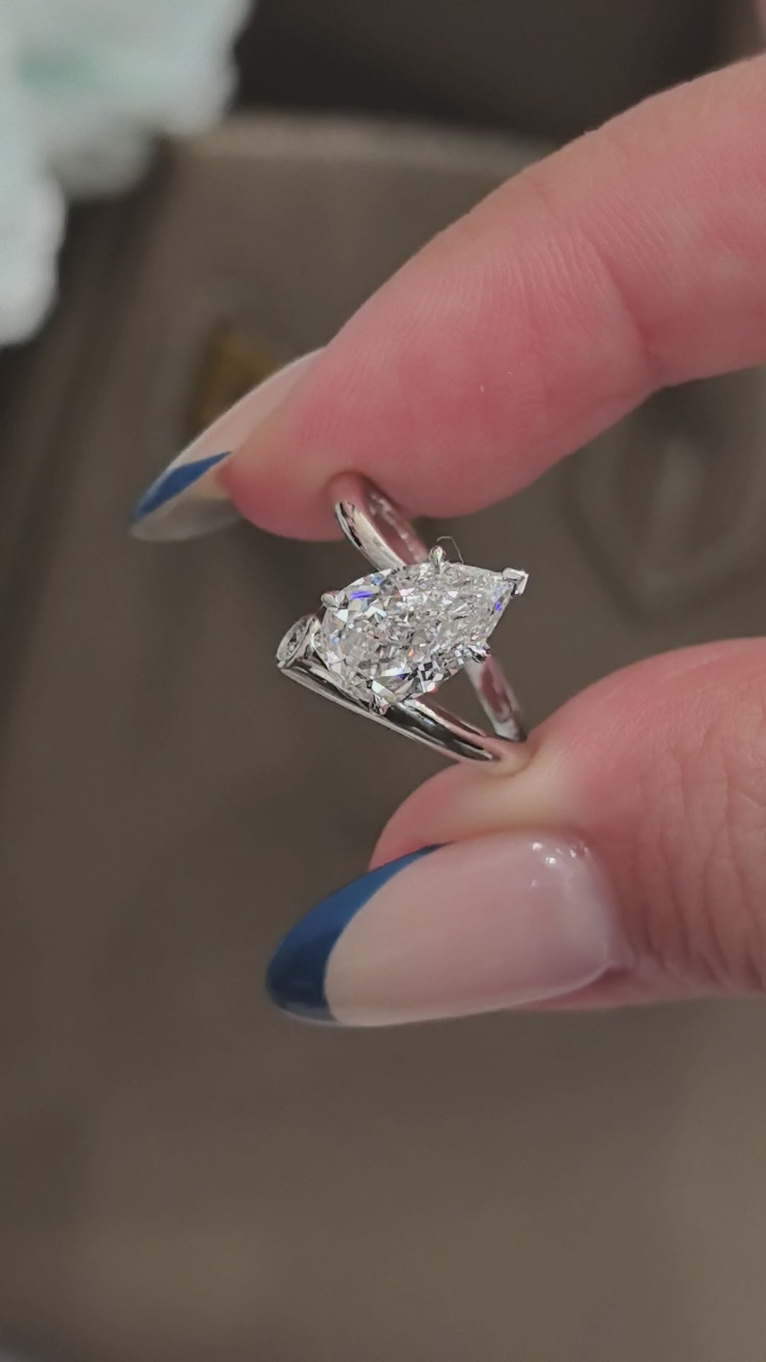 Pear Cut Lab Diamond Ring | Twisted Band | Minimalist Design | 14K Gold