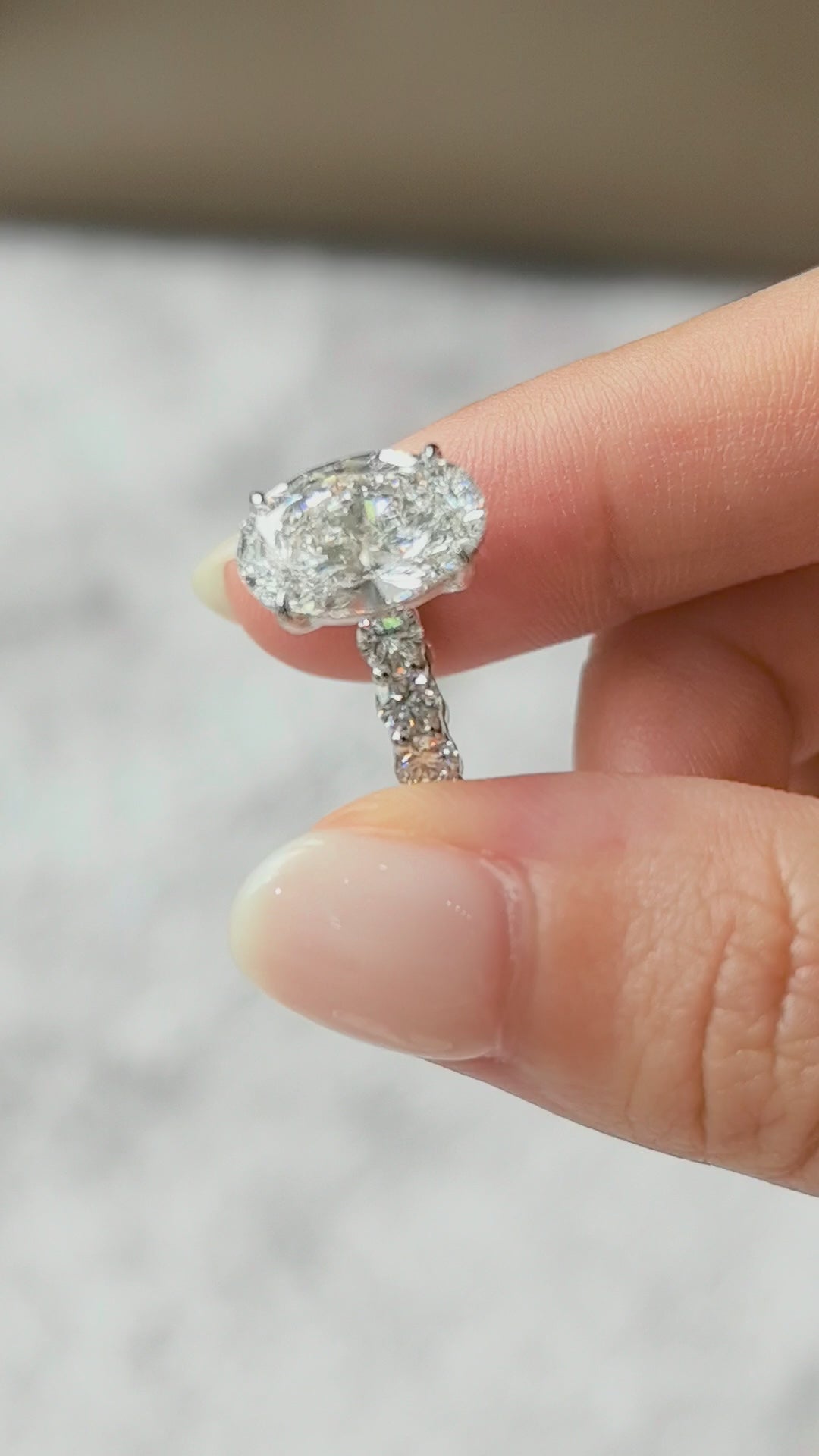 Oval Lab Grown Diamond Ring with Diamond Pavé Band | Full eternity Band