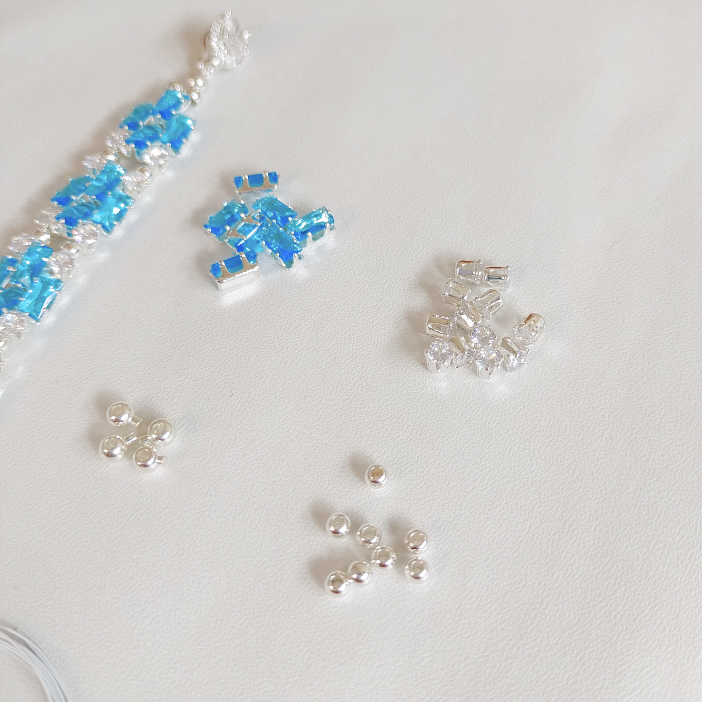 No.19 DIY Bracelet Kit – Smurf Blue Baguette Zircon, Crystals & Beading Supplies with Video Tutorial