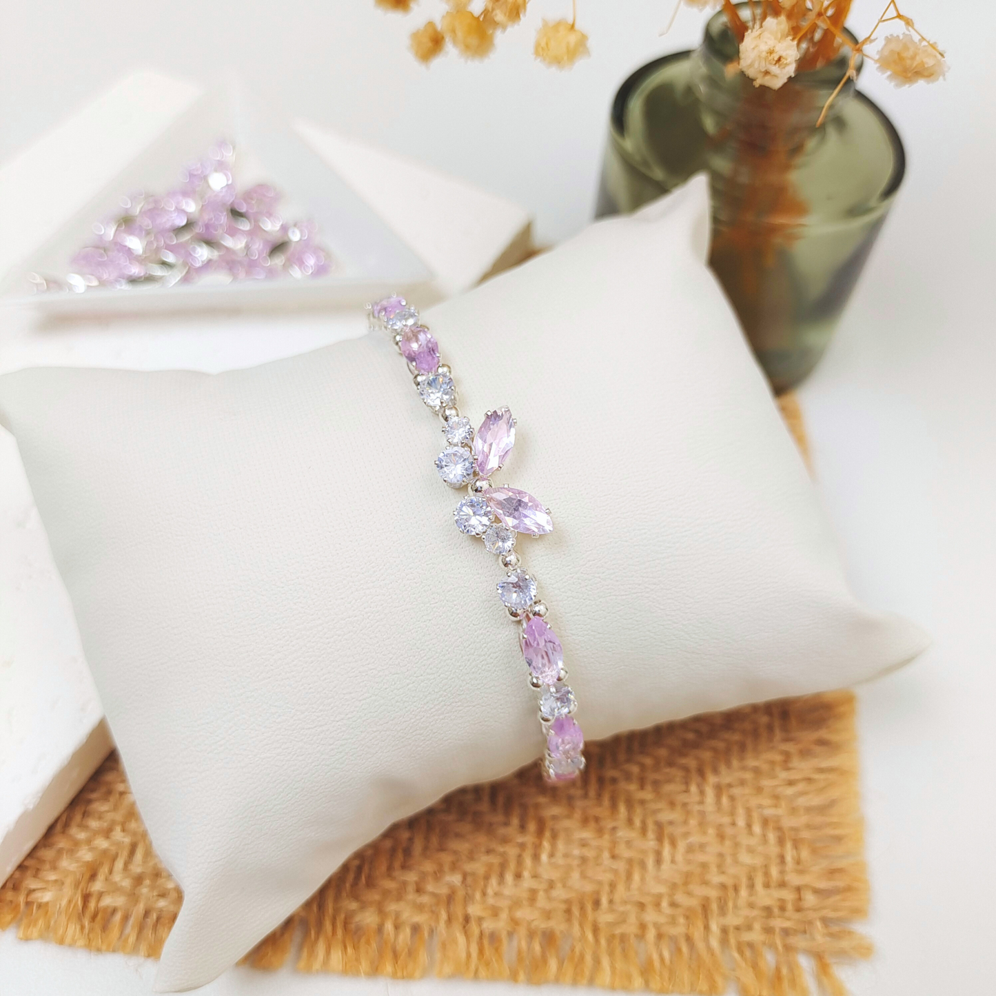 No.36 Handmade Little Butterfly Bracelet with Zircon Crystals – Finished Jewelry