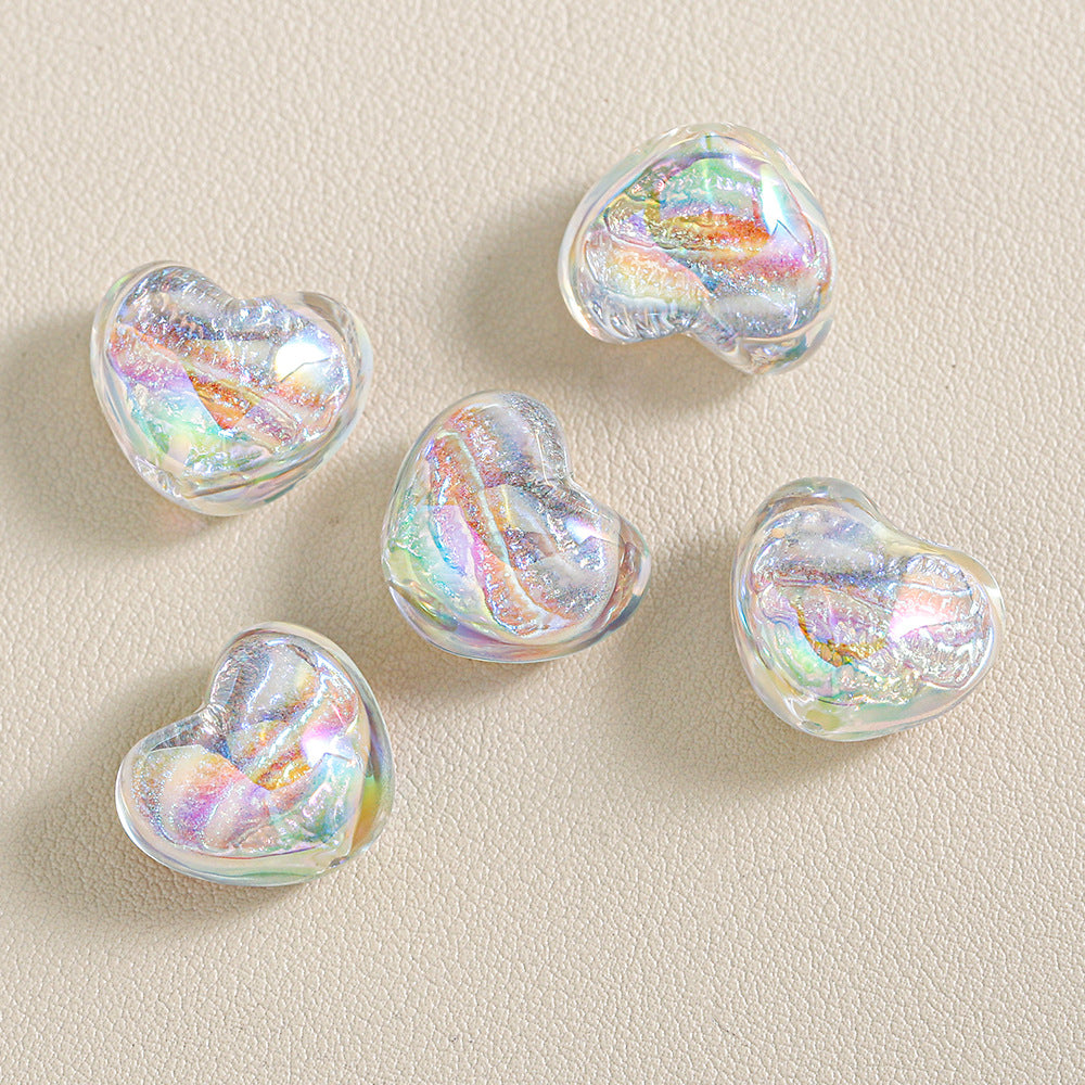 Oil-Painted Heart-shape Beads