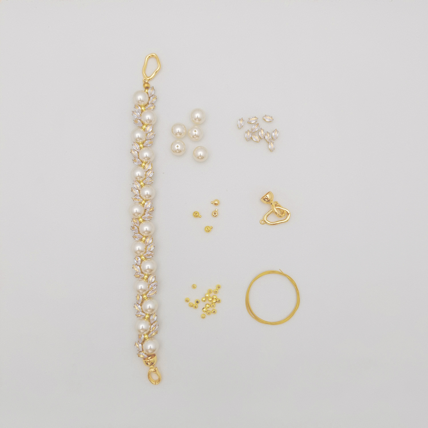 No.60 Angel’s Feather DIY Bracelet Kit | Marquise Zircon & Pearl | Includes Tutorial