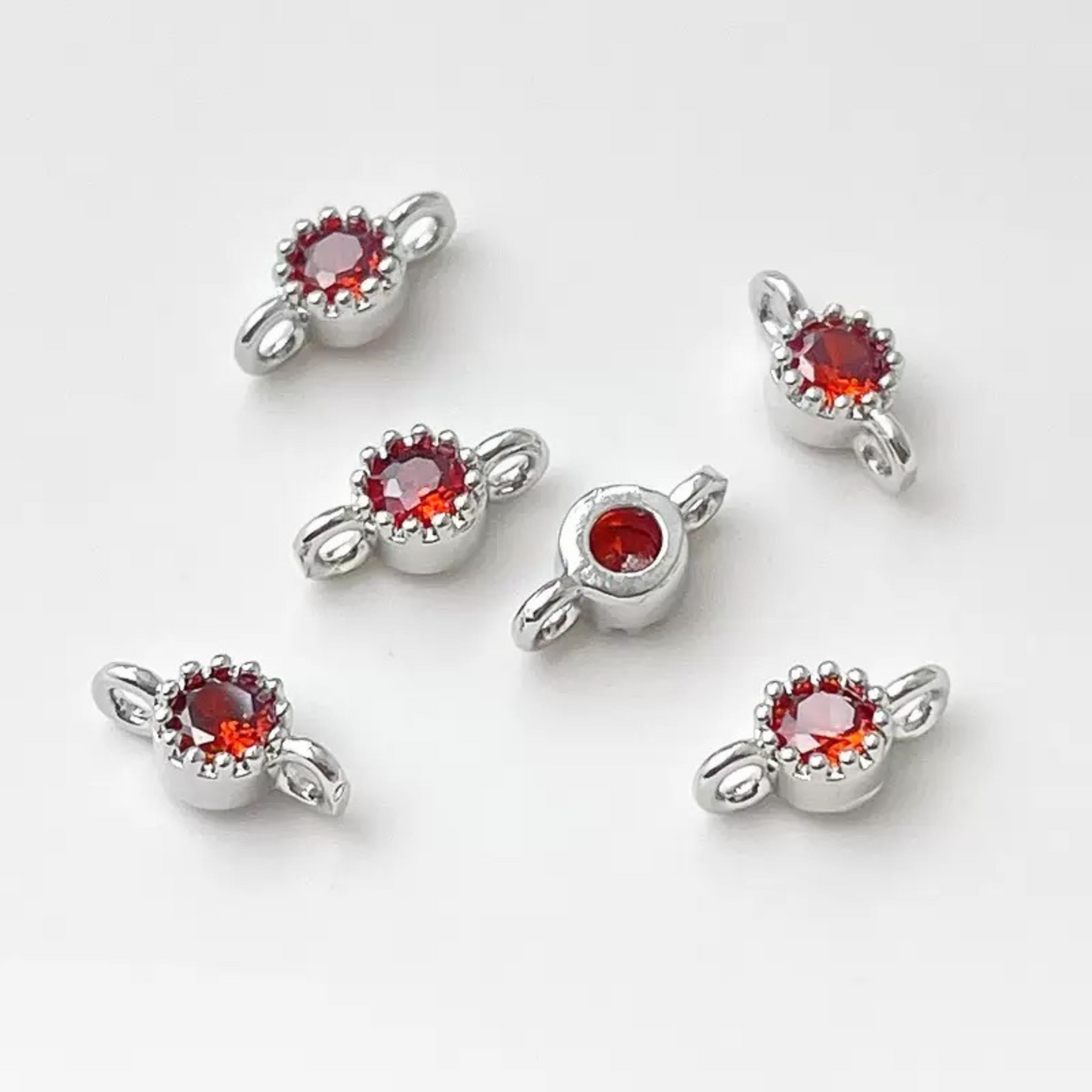 【E02】10pcs 4mm Double-Hole CZ Spacer Beads – Silver Plated, High-Color-Fast, DIY Jewelry Connectors