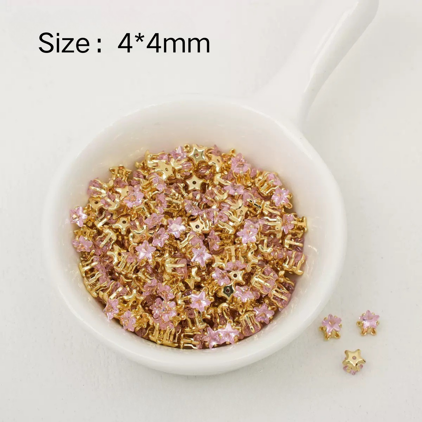 【A23】50pcs Star-Shaped CZ Spacer Beads – Gold -Plated, High-Color-Fast, 4mm/5mm DIY Jewelry Charms
