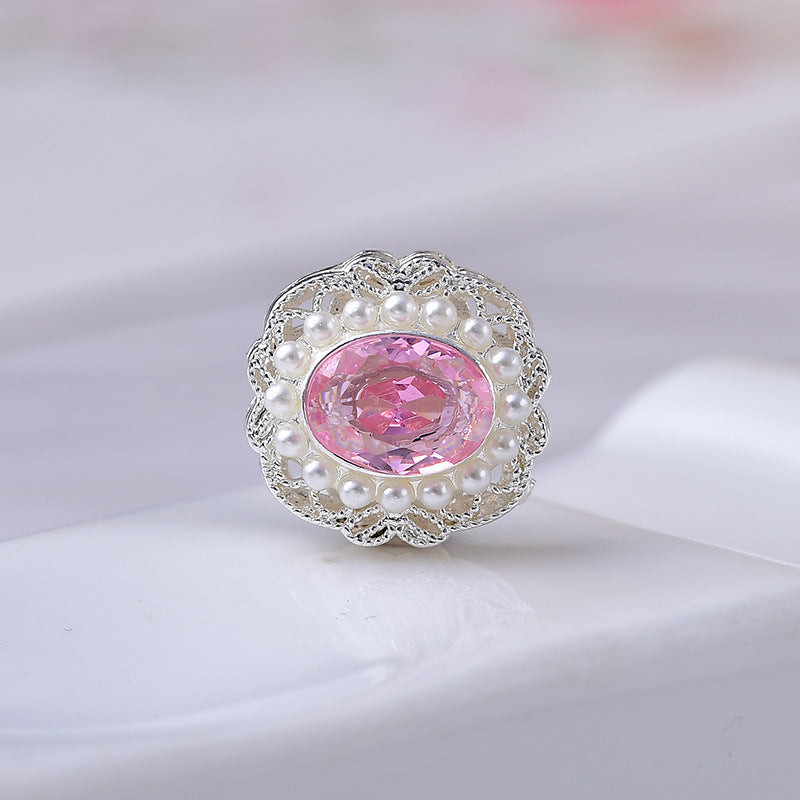 Round CZ Spacer with Pearl