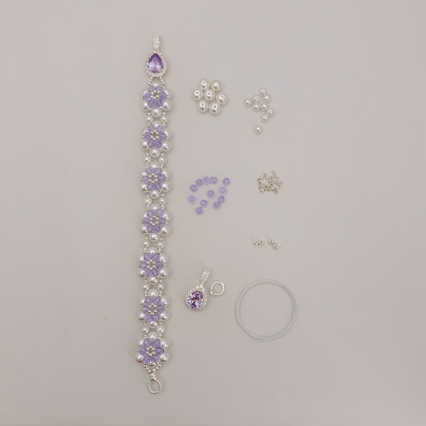 No.57 DIY Bracelet Kit – “Sunflower” Crystal & Pearl Beading Set with Full Tutorial