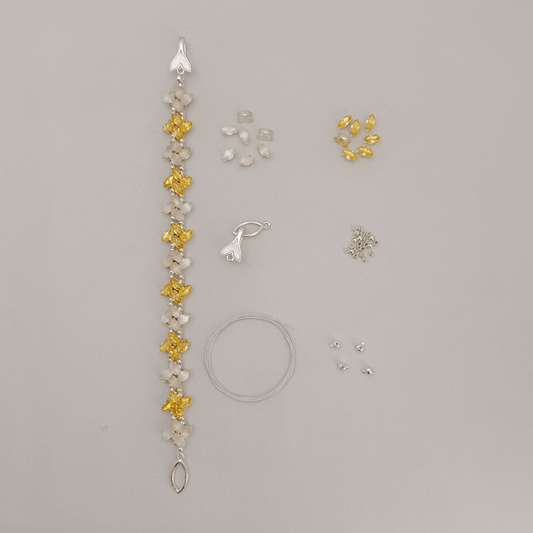No.51 DIY Bracelet Kit – “Pinwheel” Crystal & Cat Eye Marquise Bead Set with Tutorial