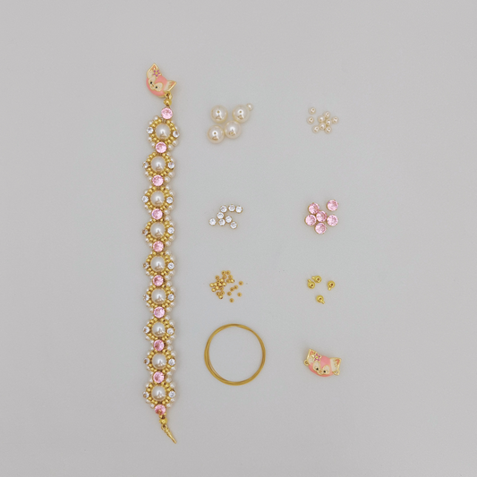 No.63 LinaBelle Inspired Premium DIY Bracelet Kit | Gold, Pink & Pearl | Includes Video Tutorial