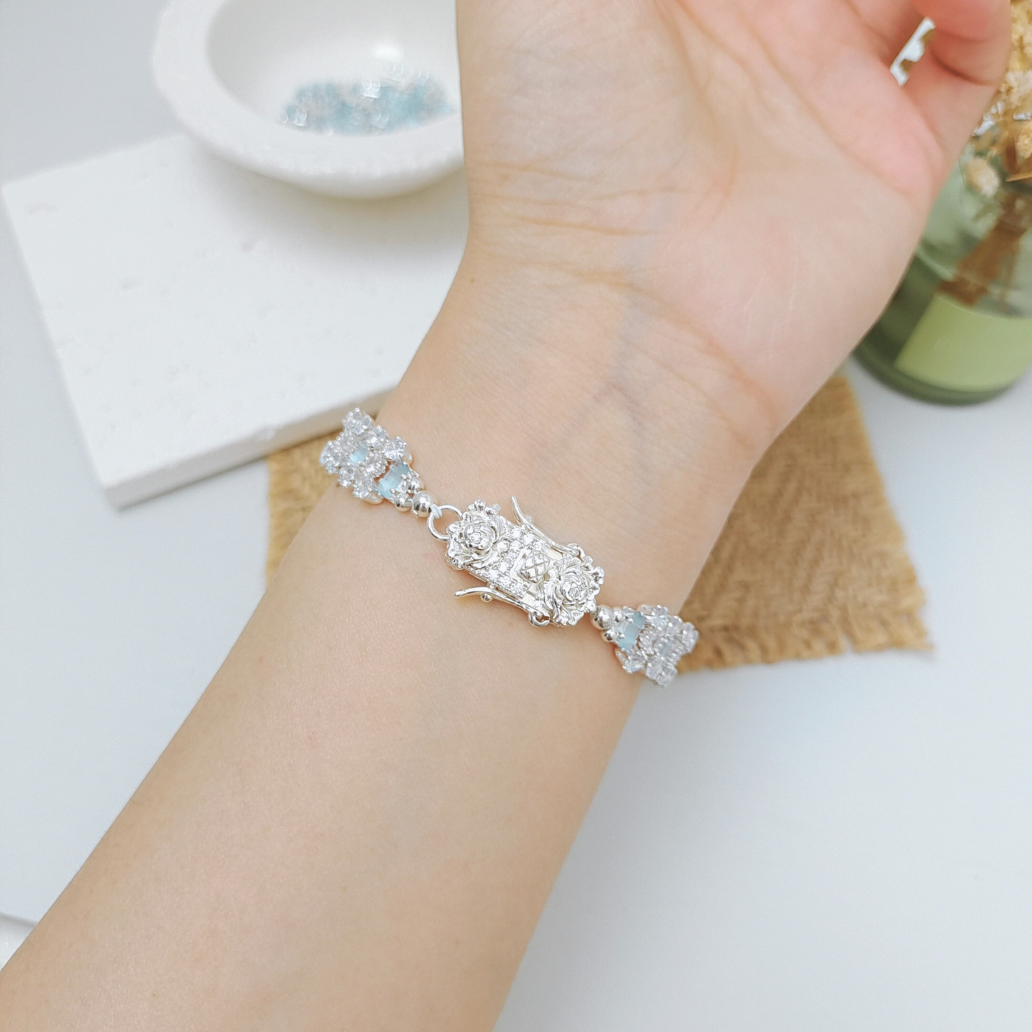 No.49 Handmade Bracelet – Starry Wishes with Snowflake Zircon & Crystal Beads