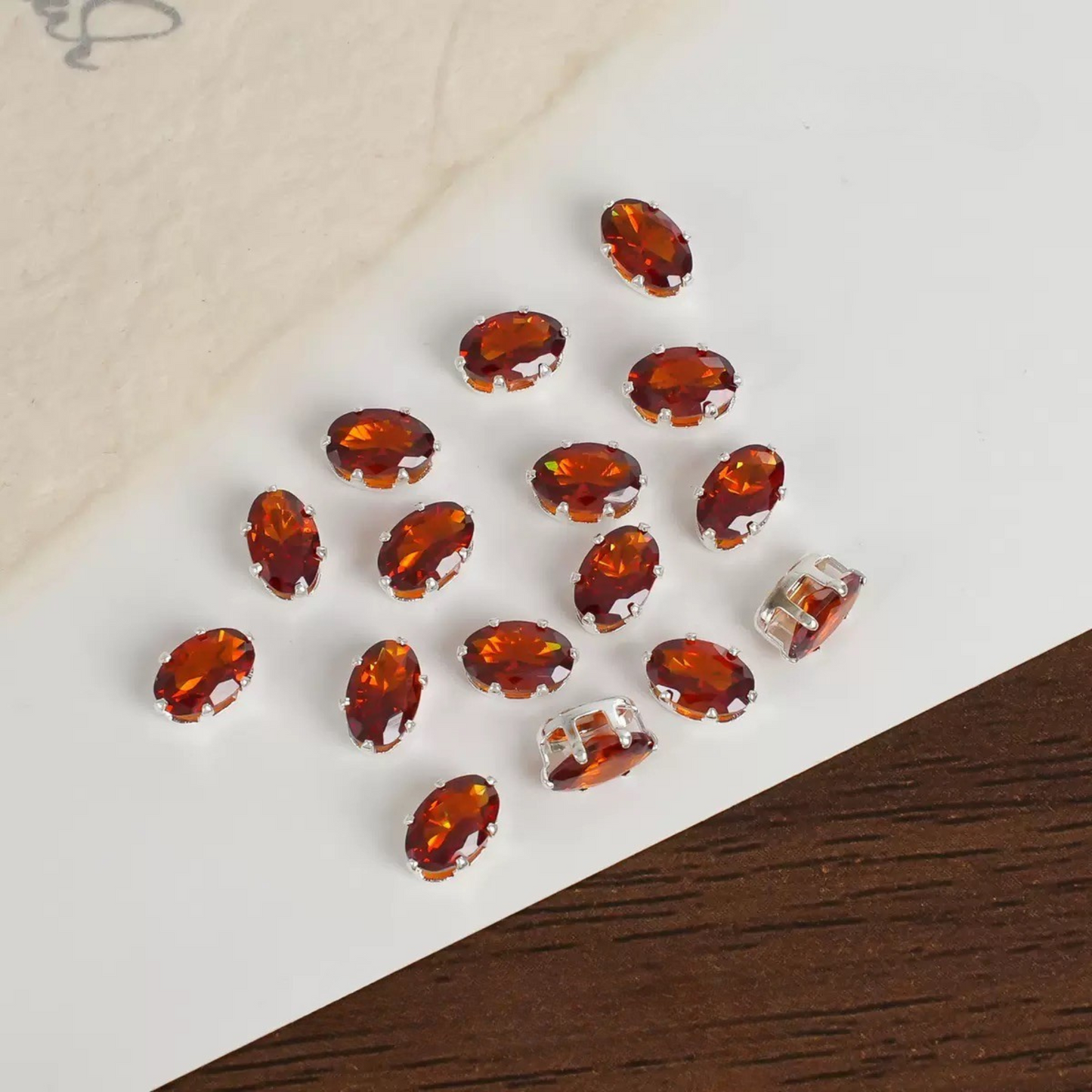 【A15】50pcs Oval-Cut CZ Spacer Beads – High-Color-Fast Silver Plated Alloy, Prong-Set, DIY Jewelry Supplies