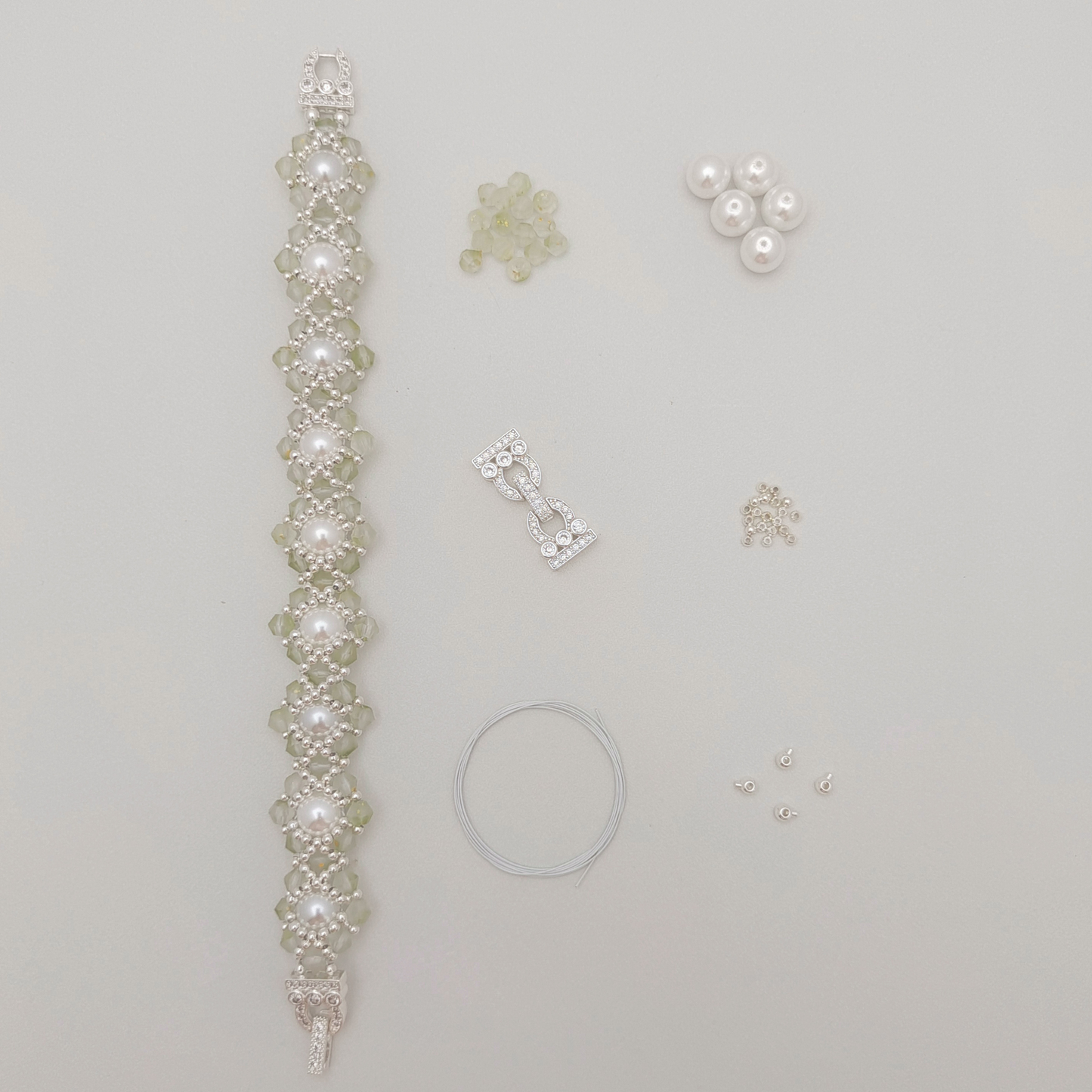 No.50 DIY Bracelet Kit – Summer Succulent with Pearls & Diamond Beads Handmade Bracelet Gft for Her