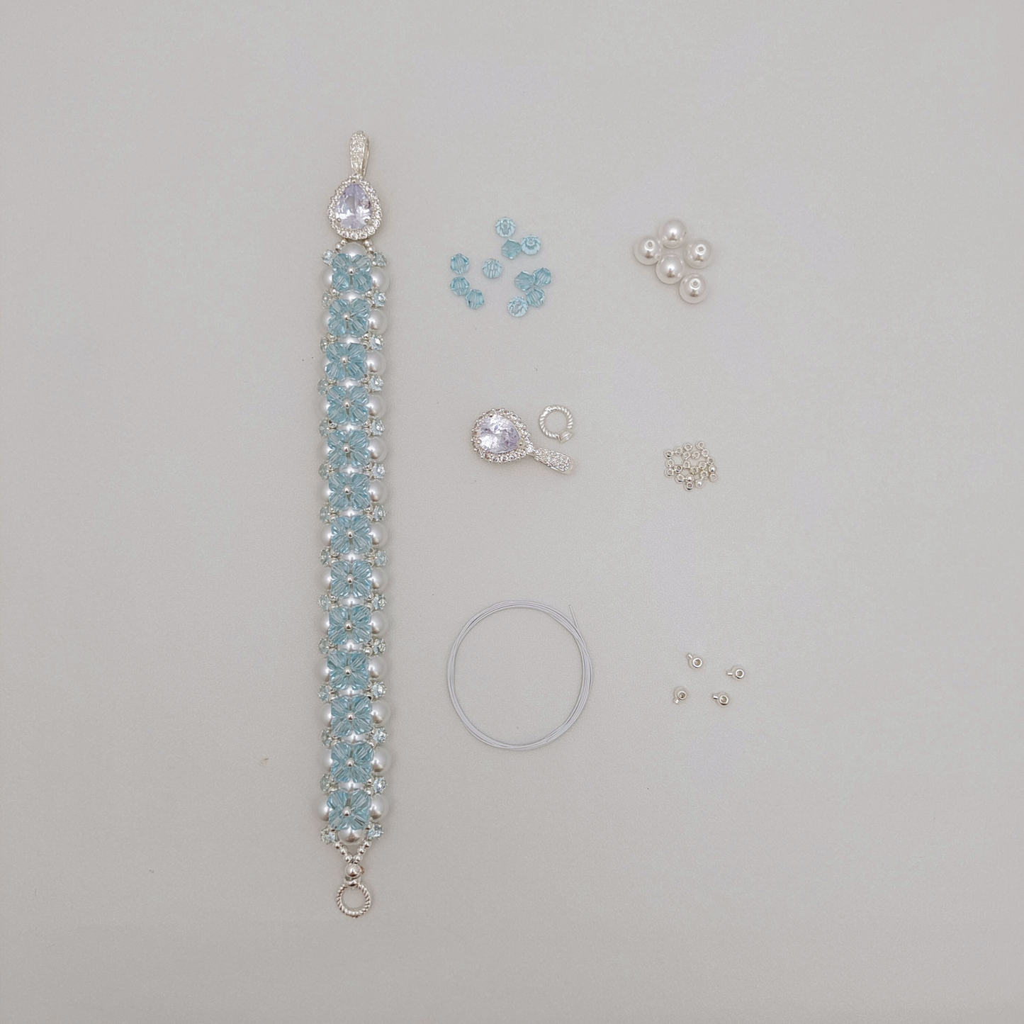 No.53 Tear of Mermaid DIY Bracelet Kit – Pearls, Crystals, CZ & Full Tutorial