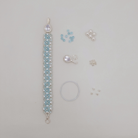 No.53 Tear of Mermaid DIY Bracelet Kit – Pearls, Crystals, CZ & Full Tutorial