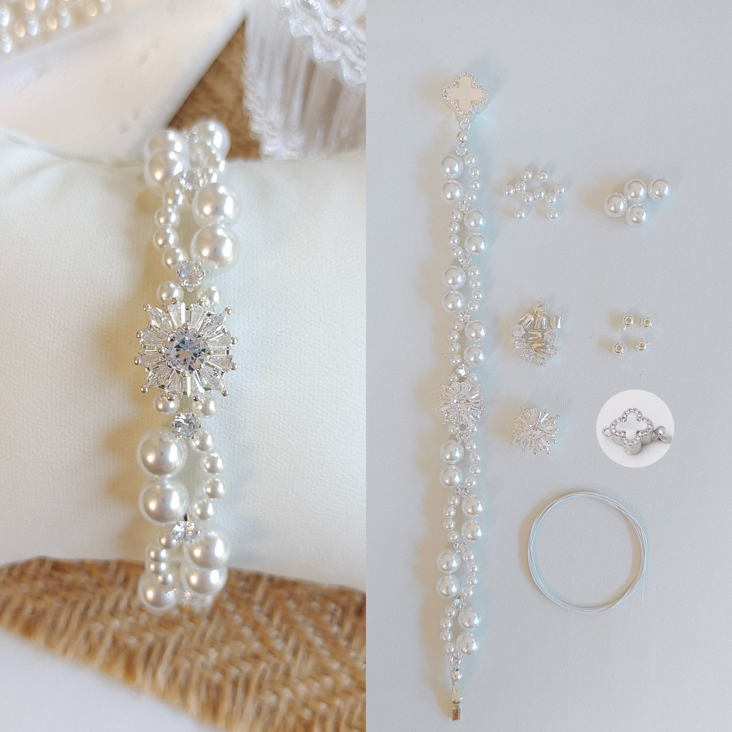 No.32 Dream Wedding DIY Bracelet Kit with Pearl & Zircon – Step-by-Step Tutorial