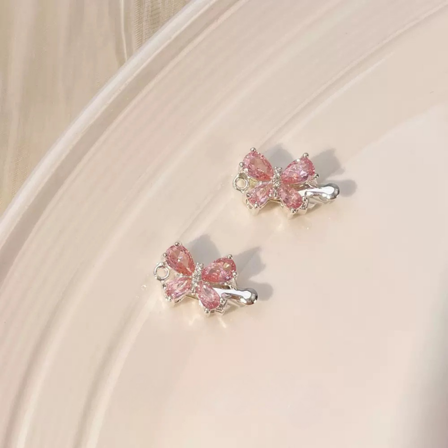【B05】Butterfly Insert Clasp – 18K Gold/Silver Plated, Purple/Pink Cubic Zirconia, DIY Jewelry Connector