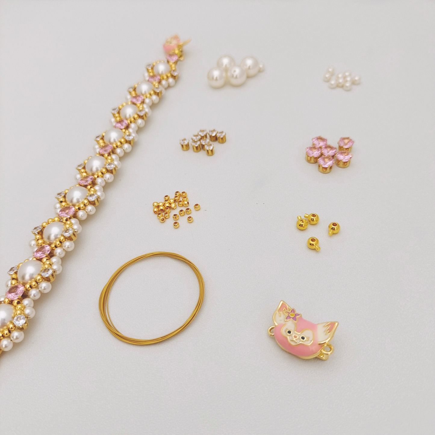 No.63 LinaBelle Inspired Premium DIY Bracelet Kit | Gold, Pink & Pearl | Includes Video Tutorial