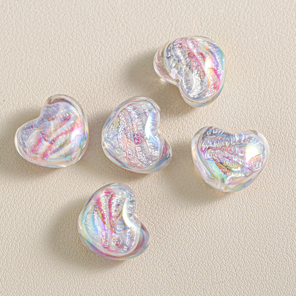 Oil-Painted Heart-shape Beads