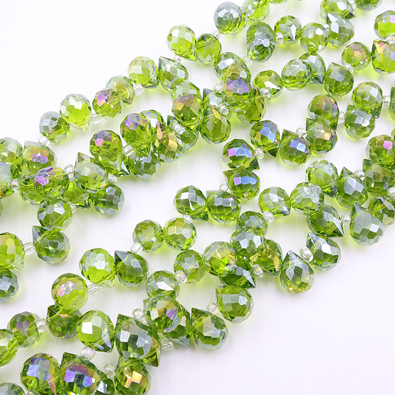 Premium 8MM Teardrop Faceted Beads - Green & Red Family