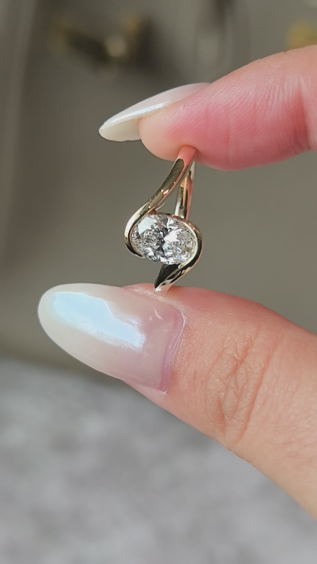 1-Carat Oval Lab-Grown Diamond Ring with Minimalist Wrap Shank