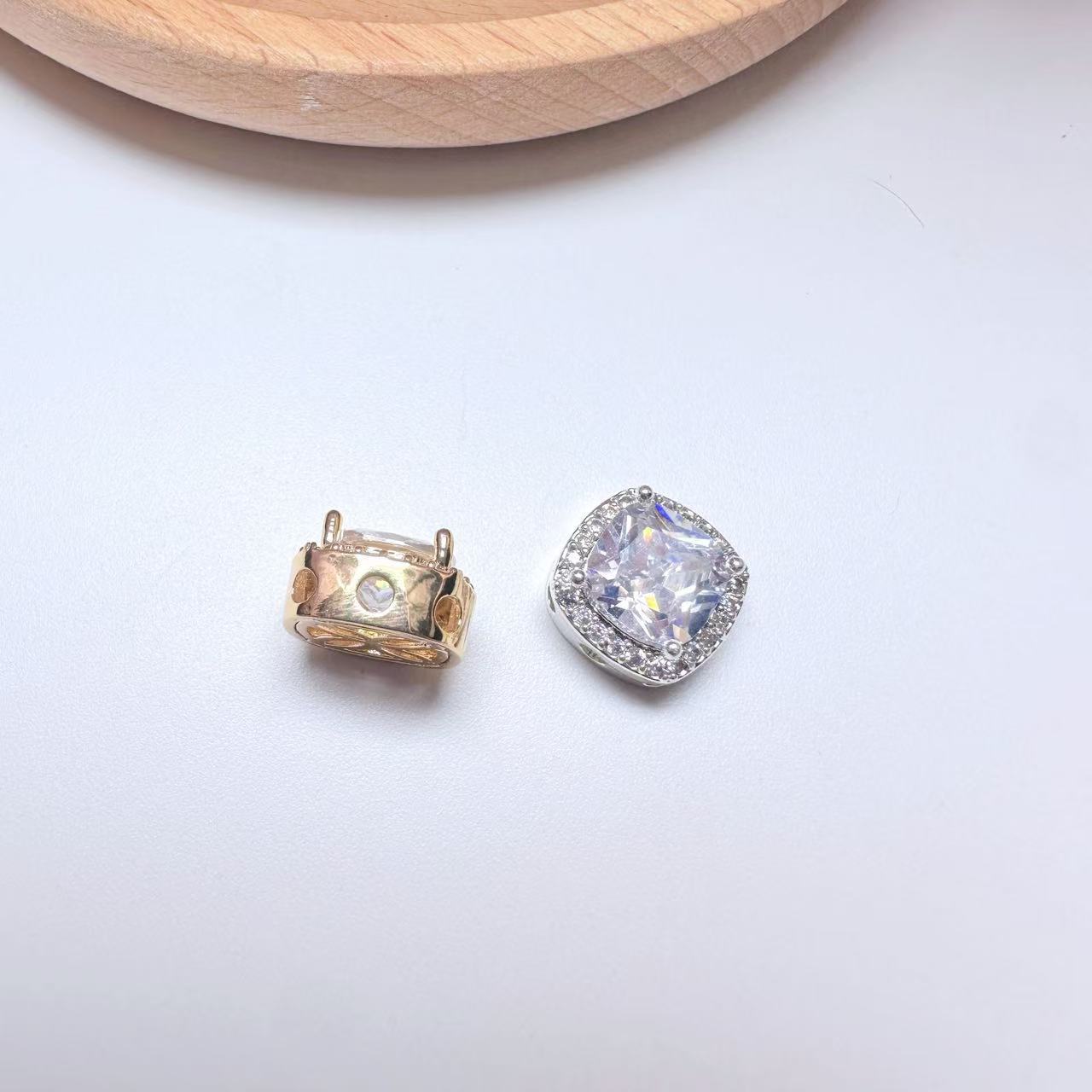 Square Cut Cubic Zirconia with Base